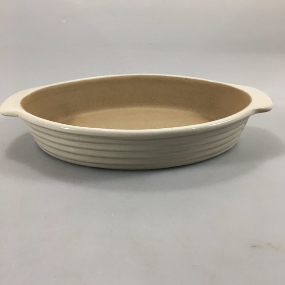 Pampered Chef Small Stoneware Oval Baker Casserole Dish 1316 Glazed Vanilla USA